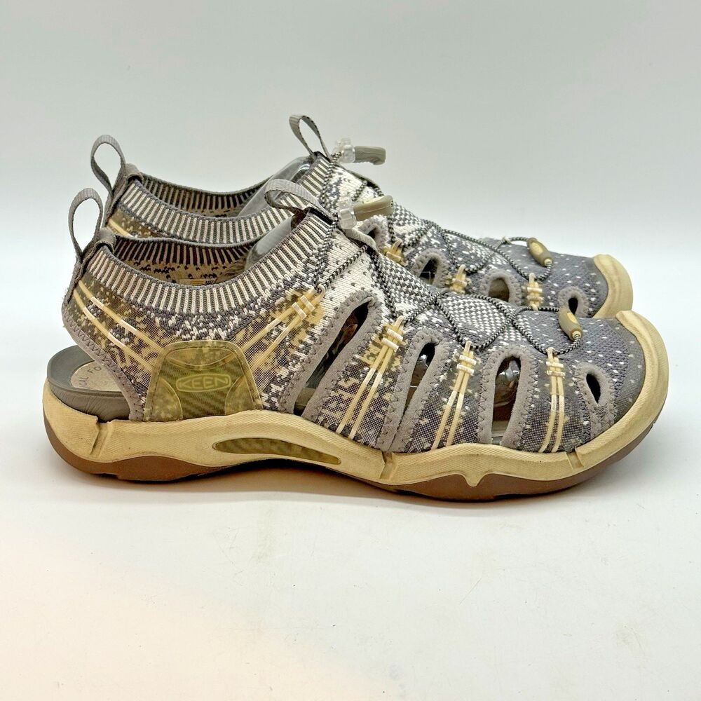 Keen Evofit One Sport Sandal Women's 10.5 Gray Camo Bungee Lace Lock Hiking Shoe